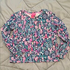 Lilly Pulitzer Pink and Blue Long Sleeve Floral Top
